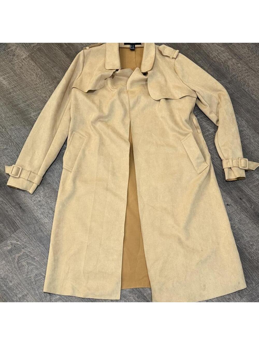 Forever 21 Faux Suede Look Longline Trench Coat